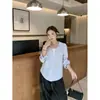 Colección Otoño 2026: Camisa de Manga Larga con Retazos para Mujer Talla Grande, Top de Estilo Francés para el Trabajo, Versátil y Fácil de Combinar