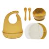 Set de 5 Platos Semircirculares de Silicona con Ventosa, Plato de Cena de Silicona de Grado Alimenticio, Tazón para Comida de Bebé, Vajilla para Alimentación Infantil