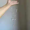 Collar Transparente Estilo Coreano con Lazo, Borla de Gota de Agua para Mujer, Estilo INS, Nicho Versátil, Cadena Larga de Suéter de Alta Gama