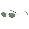 2025 nuevas gafas de sol de polígono de diamante de montura pequeña gafas de sol de metal de moda gafas de sol simples europeas y americanas gafas de sol transfronterizas mujer