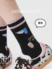 86111 Calcetines Nuevos Primavera/Verano Zhejiang Calcetines de Dibujos Animados Coreanos de Moda Estilo Ins Calcetines para Mujer Sin Costuras de Media Pantorrilla Lindos Calcetines de Algodón