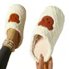 Moda de Invierno Patrón de Osito Pantuflas de Interior para Pareja Cálidas Ligeras de Punta Cerrada para el Hogar Algodón para Maternidad