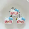 Gato Kt con Gafas Cuadros Lazo Dibujo Animado Resina Accesorios DIY Hecho a Mano Peineta para Niños Accesorios para el Cabello Material Norte 12
