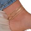 Conjunto de tres piezas de cadena de serpiente plana retorcida de estilo bohemio transfronterizo europeo y americano para mujer, traje playero multicapa de verano