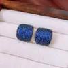 Pendientes Vintage de Plata con Circonita Cuadrada, Estilo Retro de Lujo Ligero, Elegantes Pendientes de Botón con un Diseño Único, Accesorios para Orejas de Nicho