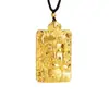 Colar Corda Preta com Pingente Quadrado Meio Rosto de Buda Ksitigarbha Dourado Areia Vietnamita Estilo Chinês Tendência Produto Quente de Venda para Live-Stream Fonte