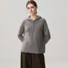 Suéter de Cachemira para Mujer con Capucha, Suéter con Capucha y Botones, Suéter Casual de Punto Holgado, Otoño/Invierno 2026