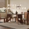Mesa de Comedor Rectangular Moderna Simple de Madera Maciza Estilo Wabi-Sabi con Pizarra para Apartamento Pequeño Color Fresno Nogal y Sillas