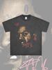 Sudadera con capucha de manga corta pesada con estampado retro hip-hop americano de Ice Cube para cruzar fronteras, cuello redondo