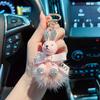 Novo chaveiro de coelho de resina criativo de pelo de mink boneca de desenho animado chaveiro de carro pingente de bolsa de presente pequena