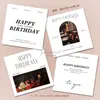 Tarjeta Minimalista de Feliz Cumpleaños Personalizada Linda Tarjeta de Florista Dibujada a Mano Tarjeta de Felicitación de Cumpleaños de Postre y Pastel Ins