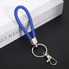 Chaveiro artesanal de corda trançada, pingente anti-perda para carro, acessório para chaveiro em corda de couro PU, decoração criativa para pendurar na bolsa.