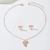 Conjunto de Colar e Brincos Laço Ins Design Moderno Estilo Descolado Corrente para Clavícula Joias de Nicho de Luxo Acessível