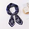 Lenço Quadrado de Chiffon de Seda Cetim 70*70 Feminino Flor de Castanha Estilo Coreano Pequeno Lenço Profissional de Aeromoça Lenço Fino de Verão