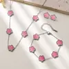 Juego de Joyería de Acero de Titanio de Trébol de Cinco Hojas, Joyería de Acero Inoxidable que no se decolora, Estilo de Lujo Ligero, Directo del Fabricante, Popular en Europa y América