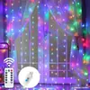 Luzes de Corda de Fio de Cobre LED para Cortina Transfronteiriças com Ganchos 3*3 Metros USB Controle Remoto Luzes de Cortina Decoração de Feriado de Natal Luzes de Fada