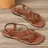 Sandalias Planas Transfronterizas Europeas y Americanas para Mujer, Sandalias Tejidas 43 Casual con Clip para Dedo del Pie Romanas de Playa 2024 Venta al por Mayor Talla Grande