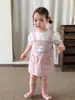 Ropa para niñas: falda con tirantes, estilo fino de verano 2026, vestido tipo camiseta para bebé niña Clase A