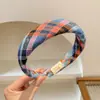Arco de Cabelo Xadrez Estilo Coreano Topo Craniano Alto Borda Larga Arco de Cabelo para Cabelos Curtos Infantil Estilo Menina Doce Princesa Presilhas de Cabelo para Bebê Acessórios de Cabelo