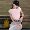 Camiseta Amarela Limão de Manga Curta Transfronteiriça para Mulheres Verão Slim Hot Girl 2025 Nova Moda Estilo Coreano Slim Ombro Direito
