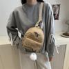 Mochila Estudantil de Veludo Cotelê Casual Versátil Transfronteiriça 2025 Nova Tendência Simples Viagem Feminina Comércio Exterior