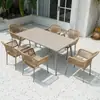 Mesas e Cadeiras de Exterior, Cadeiras de Rattan de Lazer para Pátio, Varanda, Jardim, Mesas de Jantar, Conjunto Combinado Simples de Três ou Cinco Peças de Madeira Plástica e Rattan para Exterior