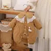 Enterizo acolchado de pato color caramelo para bebé en invierno, mameluco cálido con forro de polar, ropa de abrigo para recién nacido