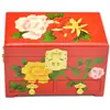 Caja de joyería de laca de Pingyao, caja de regalo de boda retro de madera, caja de maquillaje de novia, artesanía roja del patrimonio cultural inmaterial chino.