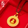 Colgante de Calabaza Giratorio Incrustado con Diamantes con Artesanía Tradicional de Oro de Arena, Simbolizando Buena Fortuna y Prosperidad, Adecuado para Hombres y Mujeres