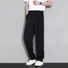 Pantalones Casuales de Seda de Hielo para Hombre Verano Delgados Sueltos Rectos Pierna Ancha Modernos Moda Secado Rápido Pantalones de Vestir