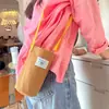 Bolsa de Mão Feminina Colorida Sólida da Moda para o Dia a Dia Estilo Coreano Simples Bolsa de Lona Estudante Grande Capacidade Bolsa de Mão para Garrafa de Água