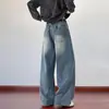 Calça jeans masculina estilo americano, nova coleção de outono, perna reta solta, perna larga, calça casual versátil para homens