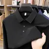Camisa Polo de manga larga para hombre del Sudeste Asiático transfronteriza, color liso, casual de negocios, antibacteriana, camiseta básica de otoño e invierno, elástica, con cuello camisero
