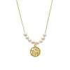 Collar de Perlas con Carácter de la Fortuna 2023 para Mujer Diseño Avanzado Sentido de la Moda Nicho Entrada Lujo Colgante de Carácter Feliz Collar Regalo de Año Nuevo para Mujer