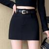 Falda Negra 2025 para Mujeres Pequeñas, Nueva Primavera y Verano Elegante Cintura Alta Anti-Exposición Corte A Ajustada a las Caderas Falda Corta de Traje