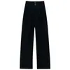 Traje de Lana Estilo Coreano Pierna Recta Pantalones de Pierna Ancha Otoño Temprano Ropa para Mujer Jimo Cintura Alta Caída Capaz de Moda Simples Pantalones para Mujer