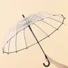 16 Varetas Transparente Cabo Longo Tamanho Grande Duas Pessoas Feminina Branca Para Sol e Chuva Uso Duplo Guarda-chuva LOGO À Prova de Vento Transparente Guarda-chuva Atacado