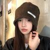 Gorro de punto para mujer Otoño e Invierno Sentido avanzado perezoso Gorro de punto holgado Forma de cabeza grande Cara pequeña Cálido Baotou Gorro frío