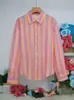Camisa listrada francesa transfronteiriça europeia e americana da Amazon para mulheres, top casual retrô solto estilo coreano para primavera e outono