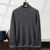 Nova coleção outono e inverno: suéter masculino de cashmere, cor sólida, gola alta discreta, suéter de lã, adequado para uso profissional, tamanhos grandes, pode ser usado como camada base