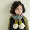 Bufanda de Invierno para Bebé Estilo Coreano Linda Bola de Pelo Bufanda Tejida para Niños Bufanda Cruzada Cálida de Lana para Bebé Moda