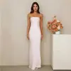 Vestido de noche sexy ajustado sin tirantes estilo europeo y americano para mujer, modelo largo 2026 con abertura, adecuado para banquetes, fiestas y eventos de cóctel