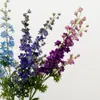 Nova Flor Artificial Delphinium de 3 Galhos, Flor de Jacinto Violeta, Flor Artificial para Decoração de Casamento, Hotel e Casa
