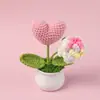 Planta em Vaso Girassol de Lã Acabada, Flor Artificial Lírio-do-Vale, Decoração de Mesa Tulipa, Presente de Dia dos Namorados para Professores e Colegas