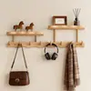 Colgador de Pared, Ganchos de Pared de Madera Maciza, Entrada, Dormitorio, Colgador de Ropa sin Taladro, Colgador para Parte Trasera de Puerta