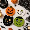 Posavasos de ganchillo hechos a mano para Halloween, calabaza, fantasma, monstruo, tapetes aislantes de lana, decoración de mesa festiva, posavasos