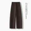 Pantalones casuales a medida de talle alto, color azul marino, pierna curva, estilo nuevo de otoño para mujer, corte holgado, adecuados para ir al trabajo, efecto adelgazante, diseño de pierna ancha, corte recto