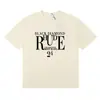 Camiseta de Manga Corta de Alta Calidad Rhude Diamante Color Sólido Estampado de Letras para Hombre y Mujer, Nueva de Verano 2024