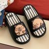 Pantuflas a Rayas Color Block para Hombre y Mujer Lindo Capibara Pareja Verano Interior y Exterior Sandalias Cómodas de Eva
