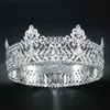 Concurso de Belleza Nupcial Europeo y Americano Corona Grande Tiara Reina Aleación Pedrería Corona Barroca Corona de Rey para Hombres Británicos